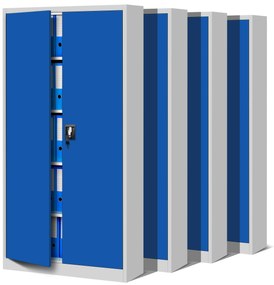 Set 4x fém iratszekrény JAN H, 900 x 1950 x 400 mm, szürke-kék