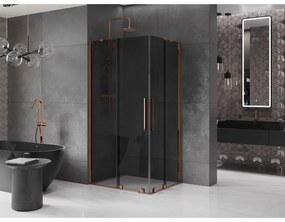 Mexen Velar Duo, zuhanykabin tolóajtóval 90 x 80 cm, 8mm szürke üveg, rózsaszín arany, 871-090-080-42-60