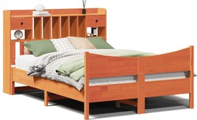 vidaXL viaszbarna tömör fenyőfa ágy matrac nélkül 140 x 190 cm