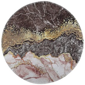 Barna-aranyszínű mosható kerek szőnyeg ø 80 cm – Vitaus