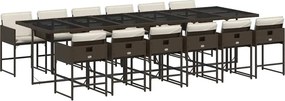 vidaXL 13 részes barna polyrattan kerti ülőgarnitúra párnákkal