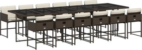 vidaXL 13 részes barna polyrattan kerti ülőgarnitúra párnákkal