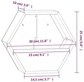 2 db rozsda színű corten acél fali növénytartó 30 x 10 x 25 cm