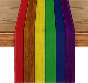 Foltálló Asztalterítő 40x180 cm Szivárvány Rusztikus Csíkos Minta