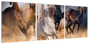 Kép - lovak a sivatagban (órával) (90x30 cm)