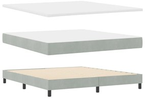 Boxspring Ágy Matraccal Világosszürke Szuper Király Bársony