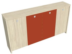 Verno közepes gardrób 248 x 46 x 130 cm, kombinált ajtó, akác / narancs