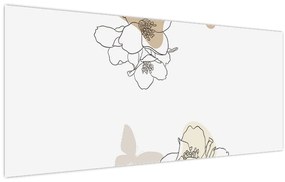 Kép - Bézs virágok pillangóval N⁰2 (120x50 cm)