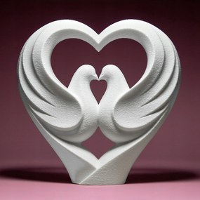 Szerelmes Galambok Szív Figura Szobor 3D nyomtatás 15cm Valentin nap