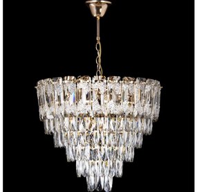 LED csillár láncon 9xE27/60W/230V + 6xLED/6W átm. 50 cm arany