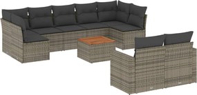 vidaXL 10 részes szürke polyrattan kerti ülőgarnitúra párnákkal