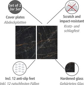 Edzett üveg tűzhely fedőlap szett 2 db-os 52x30 cm Marble – Allstar