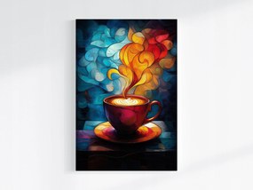 Poszter Mozaik Ólomüveg Csésze Kávé Meleg Aroma 80x120