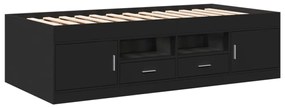 fekete kanapéágy fiókkal matrac nélkül 90x200 cm