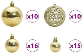 Mesterséges, előre világított karácsonyfa gömb szettel 210 cm