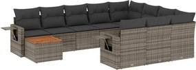 vidaXL 11 részes szürke polyrattan kerti ülőgarnitúra párnákkal