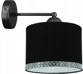 Modern fali lámpa Fali Lámpa divatos fekete lámpabúra króm díszítéssel 20cm