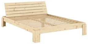 Natúr színű borovi fenyő franciaágy ágyráccsal 160x200 cm Layers – Karup Design