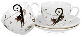 Cicás porcelán teás csésze aljjal két személyes 280 ml Charming cats