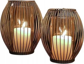 Fém gyertyatartó szett 2db-os rozé arany