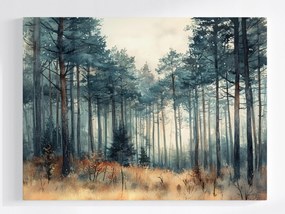 Poszter Akvarell Tájkép Erdő Fenyőfák 100x75