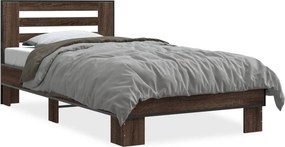 vidaXL barna tölgyszínű szerelt fa és fém ágykeret 90 x 190 cm