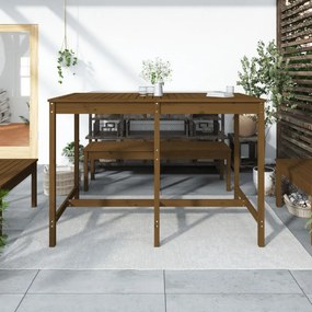 mézbarna tömör fenyőfa kerti asztal 159,5 x 82,5 x 110 cm