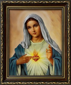 Vászonkép 31x26 Mária Szíve Mária Díszített Keret