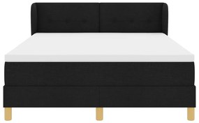 Boxspring Ágy Matrac Terítővel, Fekete, 140x200 cm, Szövet