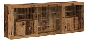 LED világítással ellátott büfé régi fa 181,5x37x67 cm újrahasznosított fa