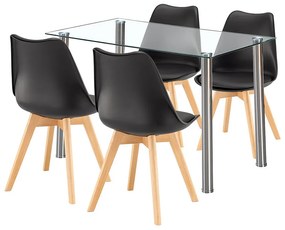 Velon 4+1 étkező garnitúra fehér-fekete