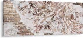 Kép - Virágos freskó téglafalon (120x50 cm)