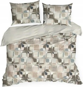 Szatén ágyneműhuzat 160x200 Spring bézs geometria