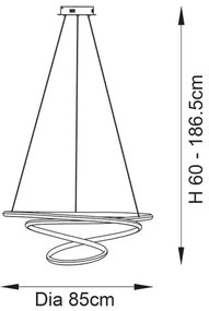 Endon 97639 - TWIRL LED dimmelhető kábelen függő csillár LED/88W/230V 3000K aranyszínű