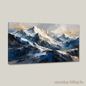 Jégfényű csúcsok vászonkép – kézzel készült 40x23 cm