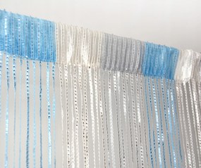 Spagetti Függöny Vastag Ezüst Szíj 100 x 200 Kék Ezüst Fehér