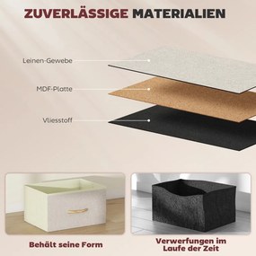 HOMCOM Hálószobai komód 8 szövettel bélelt fiókkal, acél merevítőkkel, fa felülettel, 86 x 30 x 94,5cm, bézs