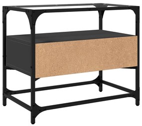 fekete szerelt fa TV-szekrény üveglappal 60 x 35 x 51 cm