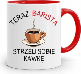 Barista Kávézó Bögre Piros, fényképes nyomattal