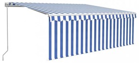 kék és fehér kézzel kihúzható napellenző redőnnyel 4,5 x 3 m