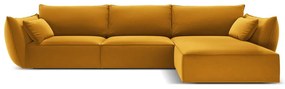 Mustársárga bársony sarokkanapé (jobb oldali-heverő résszel) Vanda – Mazzini Sofas