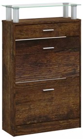 füstös tölgy színű szerelt fa cipősszekrény 63x24x104 cm