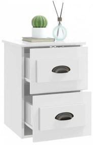 Magasfényű fehér falra szerelhető éjjeliszekrény 41,5x36x53 cm