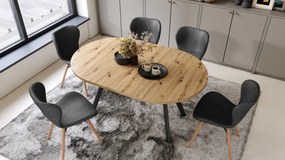 Mazzoni ALDO Artisan tölgy/fekete lábak - LOFT/IPARI STÍLUSÚ BŐVÍTHETŐ KEREK ASZTAL NAPPALIBA/ÉTKEZŐBE "Y" ALAKÚ LÁBAKKAL