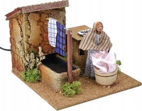 Elektromos Mozgatható Betlehem Figura 'női Mosógép' figurákhoz 12cm