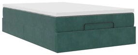 Ottomán ágykeret matraccal sötétzöld 120x200cm bársony