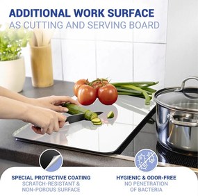 Edzett üveg tűzhely fedőlap szett 2 db-os 30x52 cm Universal Silver – Wenko