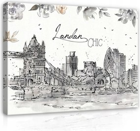 Vászonkép 100x75 London városkép vázlat akvarell illusztráció modern