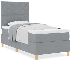 Box Spring Ágy Matraccal Világosszürke Egyszemélyes Ágy Szövet