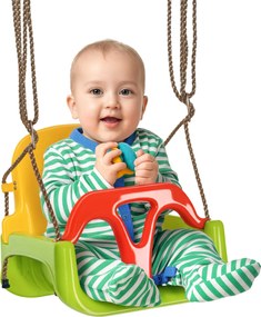 Outsunny 3 az 1-ben Baba Hinta, Leválasztható Hátpárnával, Állítható Kötéllel és T-rúddal, Gyerek Hinták 9-36 Hónapos Korig, 42x33x120-180 cm Zöld | A